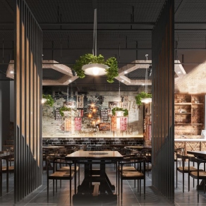 工业风烧烤店3D模型下载